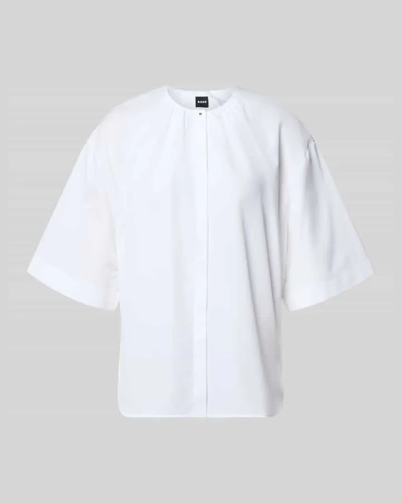 HUGO BOSS Regular Fit Bluse aus reiner Baumwolle Modell 'BANORENA Weiss