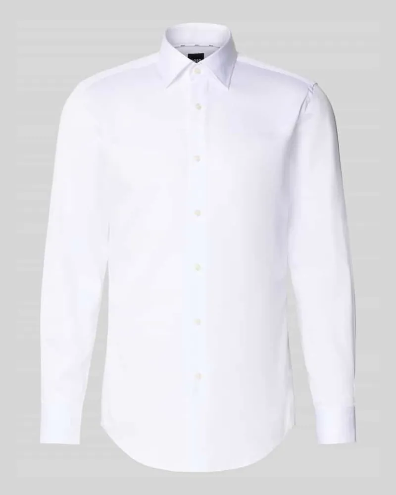 HUGO BOSS Slim Fit Businesshemd aus reiner Baumwolle Modell 'HANK Weiss