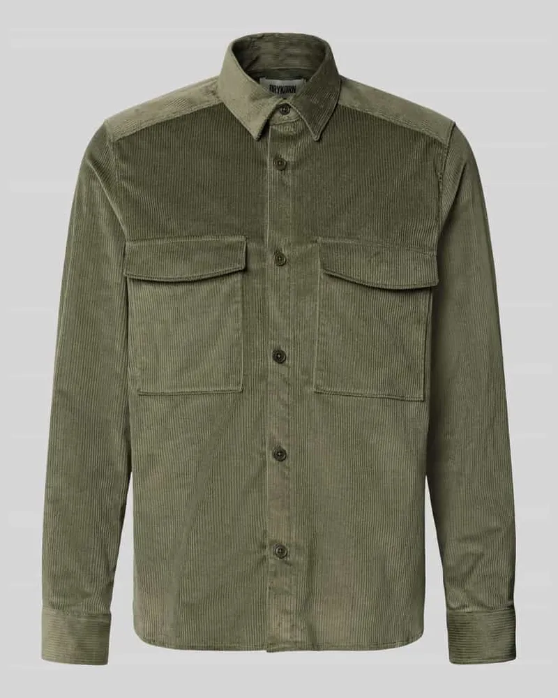 Drykorn Regular Fit Hemdjacke aus Cord Modell 'CORDUROY OVERSHIRT Khaki