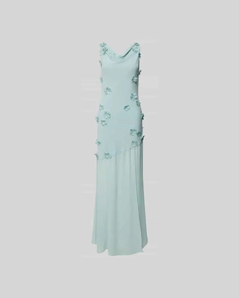 ROTATE Birger Christensen Maxikleid mit floralen Stickereien Hellblau
