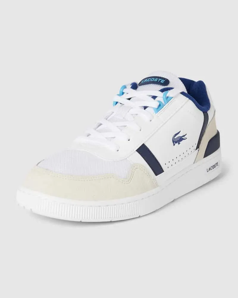 Lacoste Ledersneaker mit Kontrastbesatz Modell 'T-CLIP Weiss