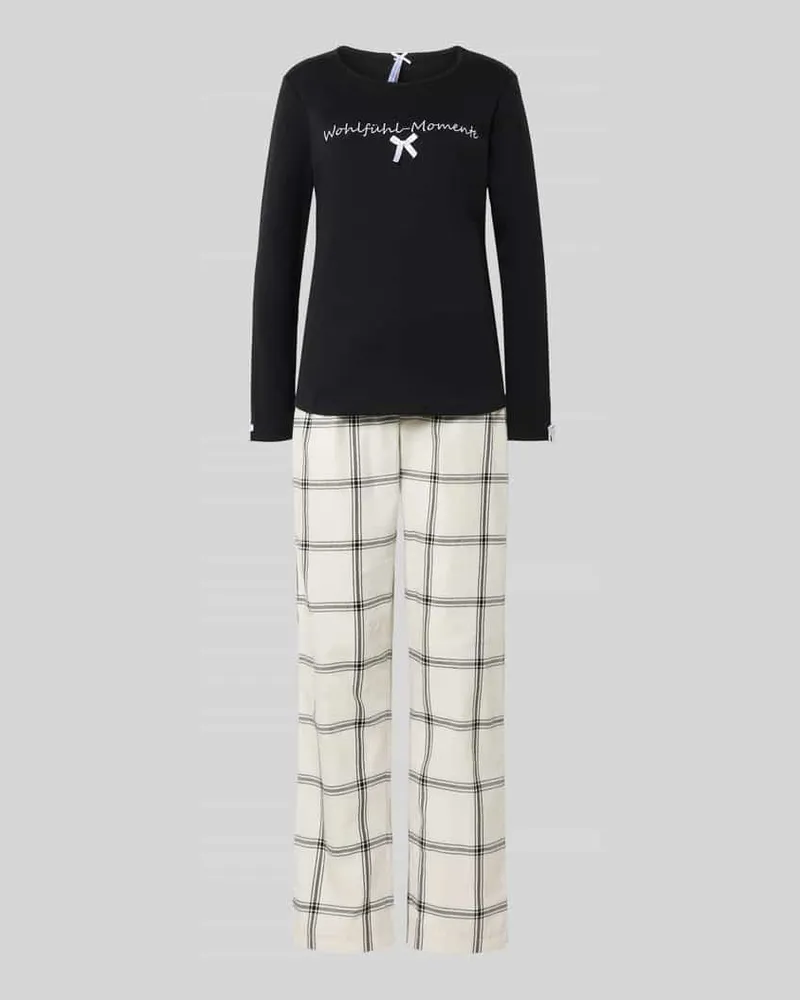Louis & Louisa Pyjama mit Stitching Modell 'Wohlfühl-Momente Black