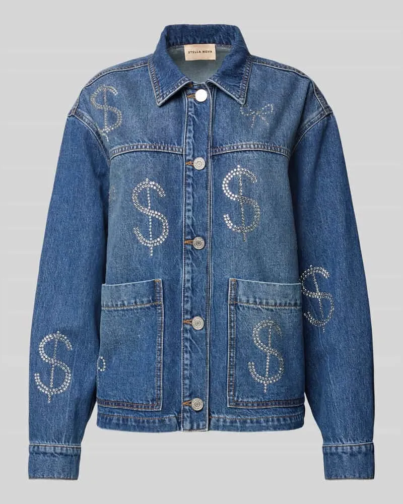 Stella Nova Jeansjacke mit Strasssteinbesatz Blau