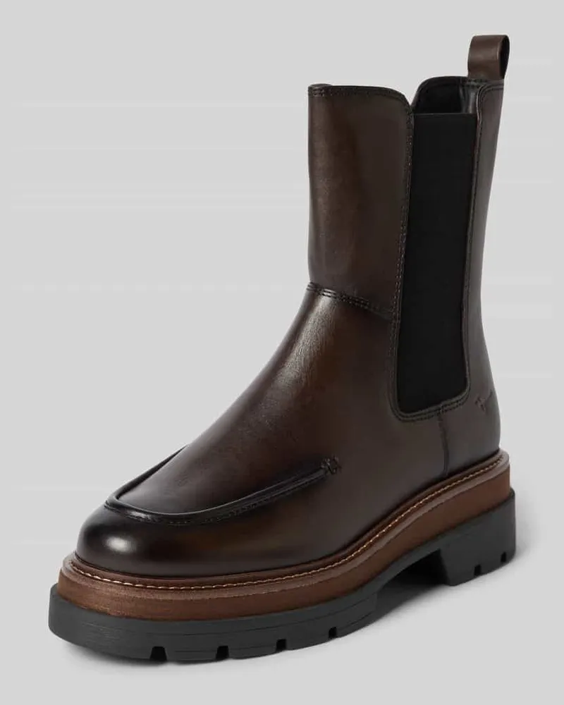 Tamaris Boots aus Rindsnappa mit Plateauprofil Dunkelbraun