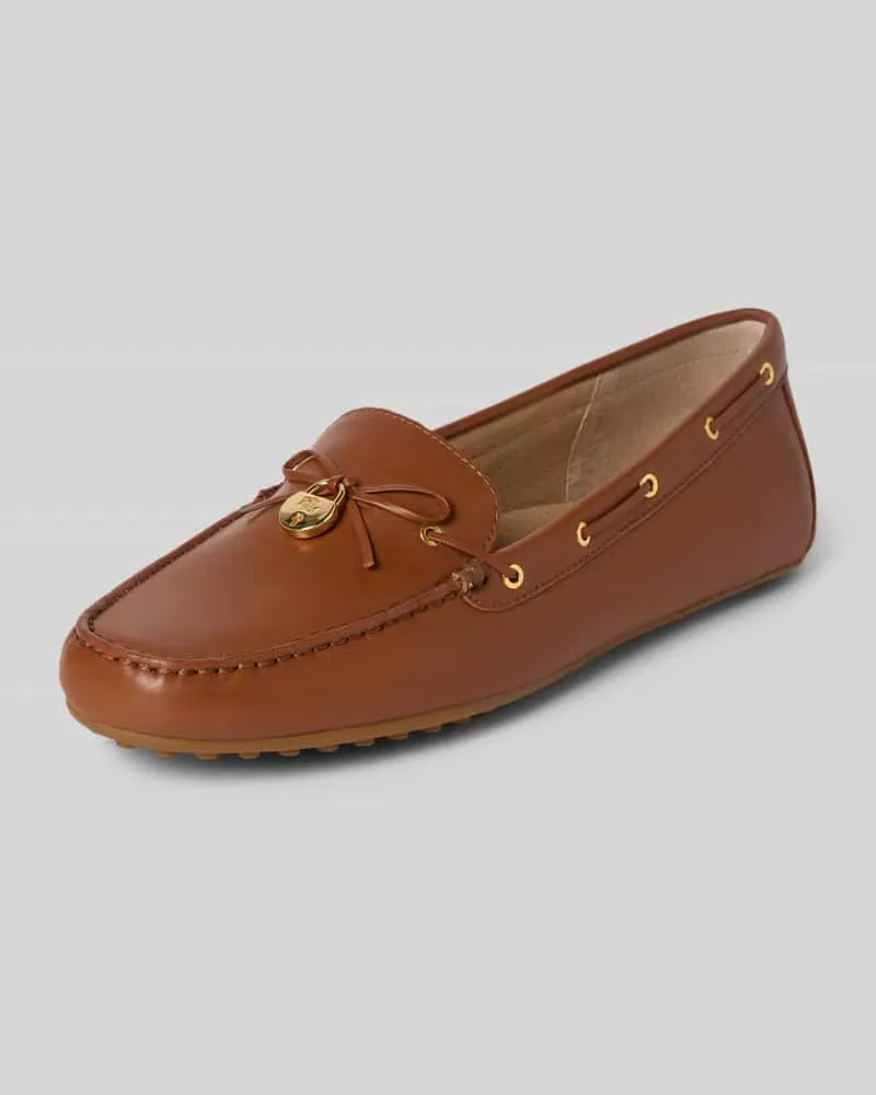 Ralph Lauren Loafers aus Leder mit Label-Applikation Modell 'WYLIE Cognac