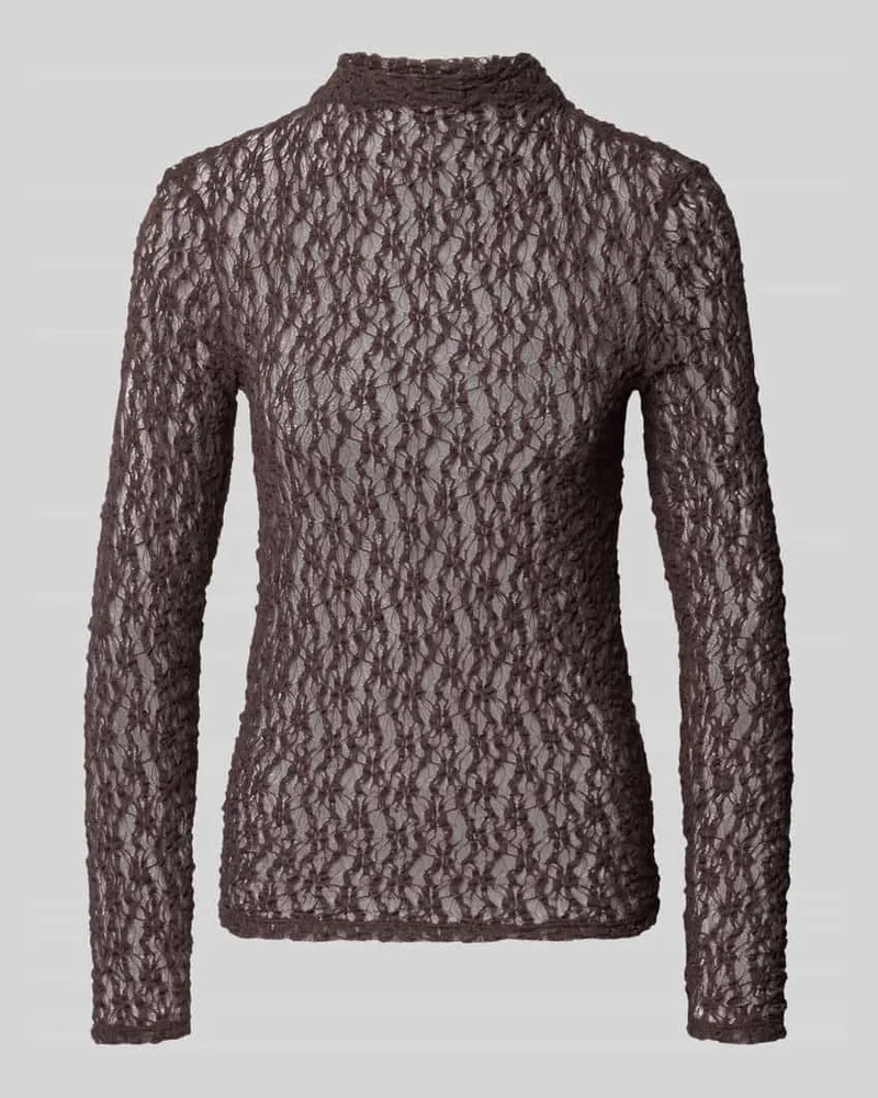 Rich&Royal Slim Fit Longsleeve aus Spitze Schoko