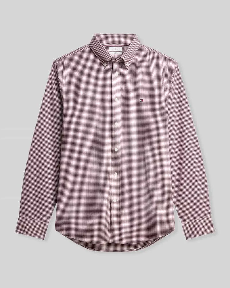 Tommy Hilfiger Regular Fit Freizeithemd mit Logo-Stitching Bordeaux