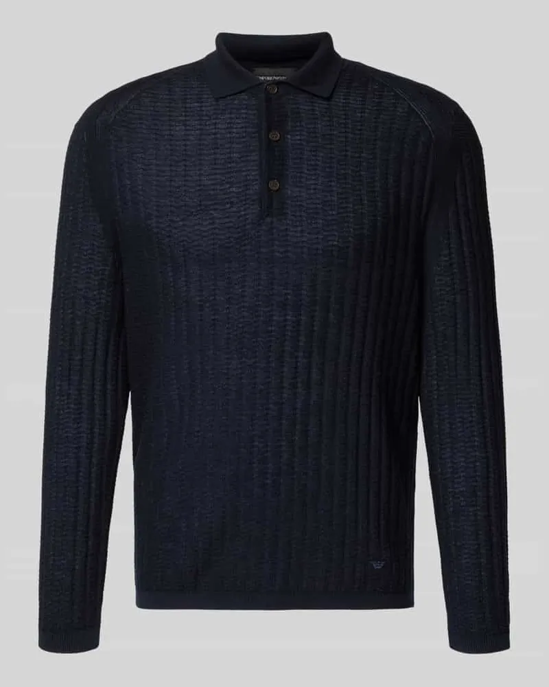 Emporio Armani Slim Fit Pullover aus Lyocell-Mix mit Schurwoll-Anteil Marine
