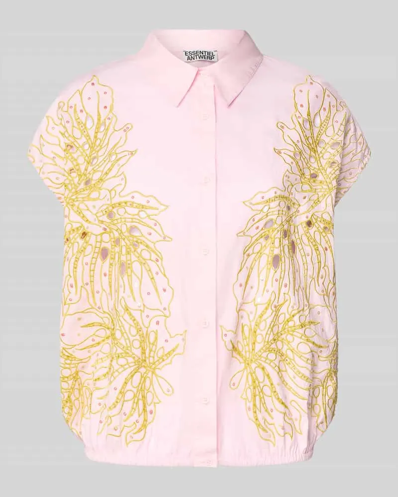 Essentiel Boxy Fit Hemdbluse mit Paillettenstickerei Modell 'HEBRASKA Rosa