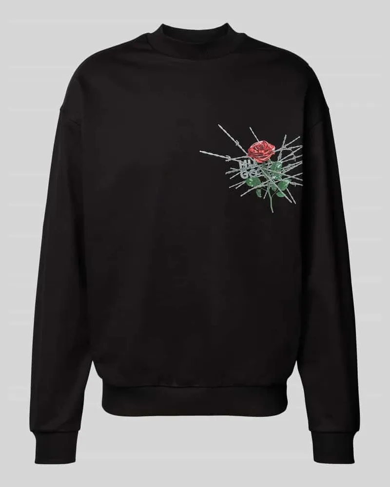 HUGO BOSS Sweatshirt mit gerippten Abschlüssen Modell 'Derumkek Black