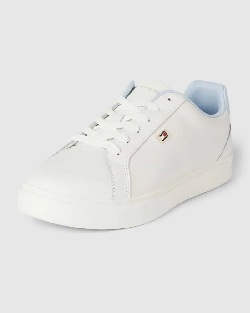 Tommy Hilfiger Ledersneaker mit Logo-Applikation Hellblau