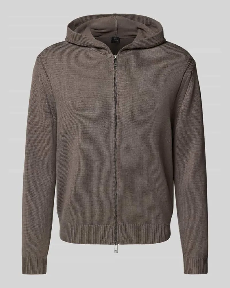 Armani Exchange Strickjacke mit Kapuze Mittelgrau