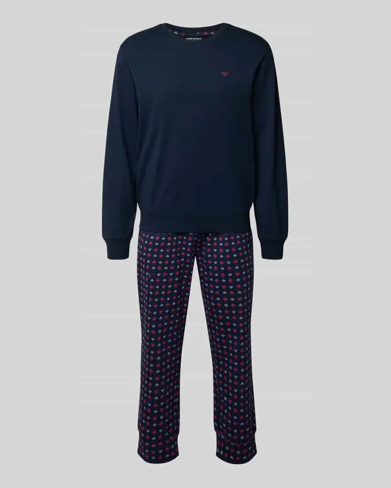 Emporio Armani Pyjama mit Logo-Stitching Marine