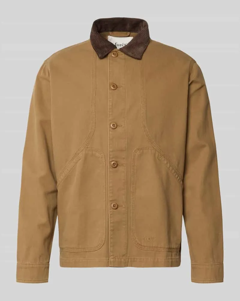 forét Hemdjacke mit Kentkragen Khaki