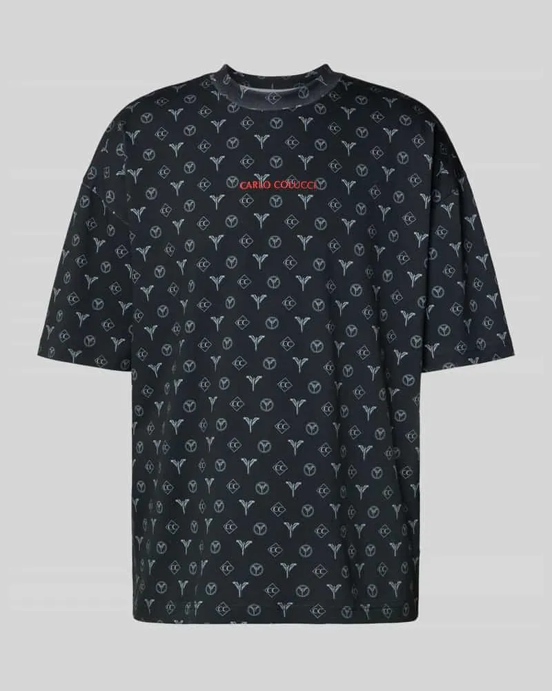 Carlo Colucci Oversized T-Shirt mit Label-Stitching Black