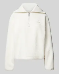 Calvin Klein Sherpa Sweatshirt mit Label-Stitching Ecru