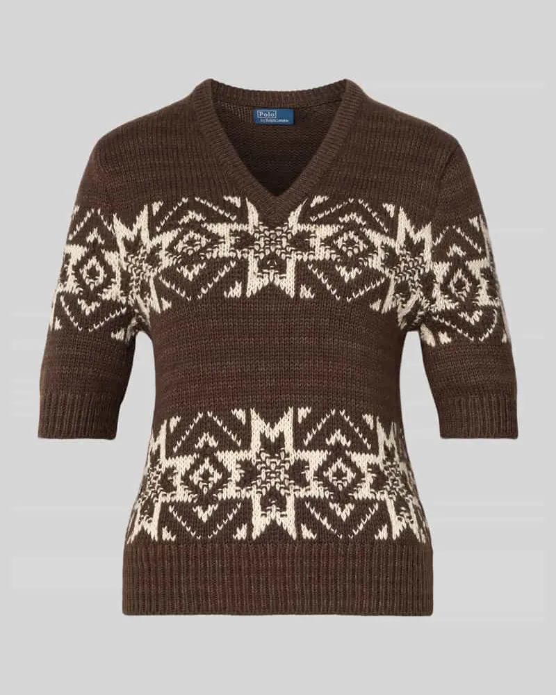 Ralph Lauren Strickpullover mit gerippten Abschlüssen Dunkelbraun
