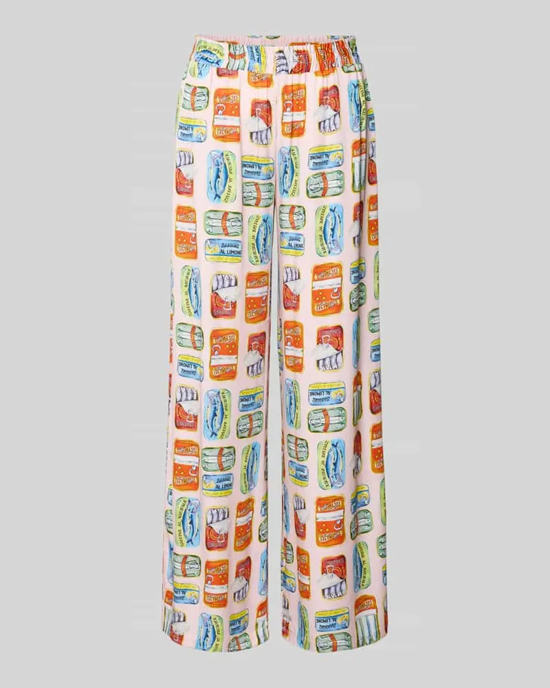 Milano Italy Relaxed Fit Stoffhose aus reiner Viskose Rot