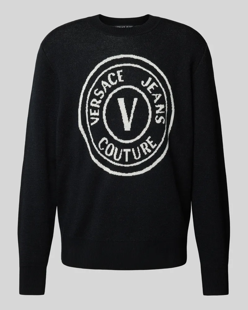 Versace Jeans Pullover mit Label-Stitching und Rundhalsausschnitt Black