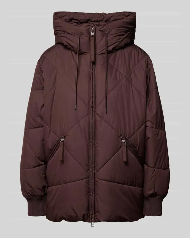 Marc O'Polo Relaxed Fit Steppmantel mit Kapuze Dunkelbraun