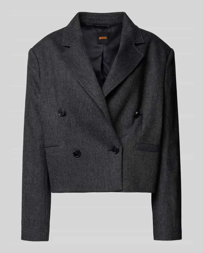 HUGO BOSS Boxy Fit Kurzblazer mit Wollanteil Modell 'JAFLENI Dunkelblau