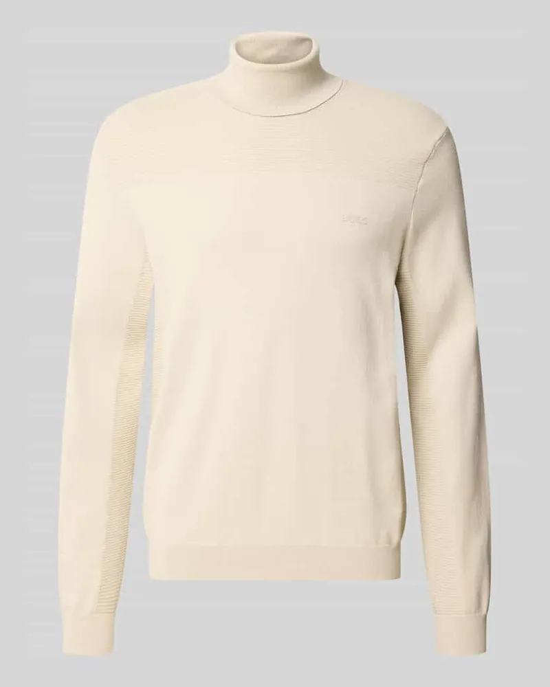 HUGO BOSS Regular Fit Rollkragenpullover aus Woll-Mix Sand