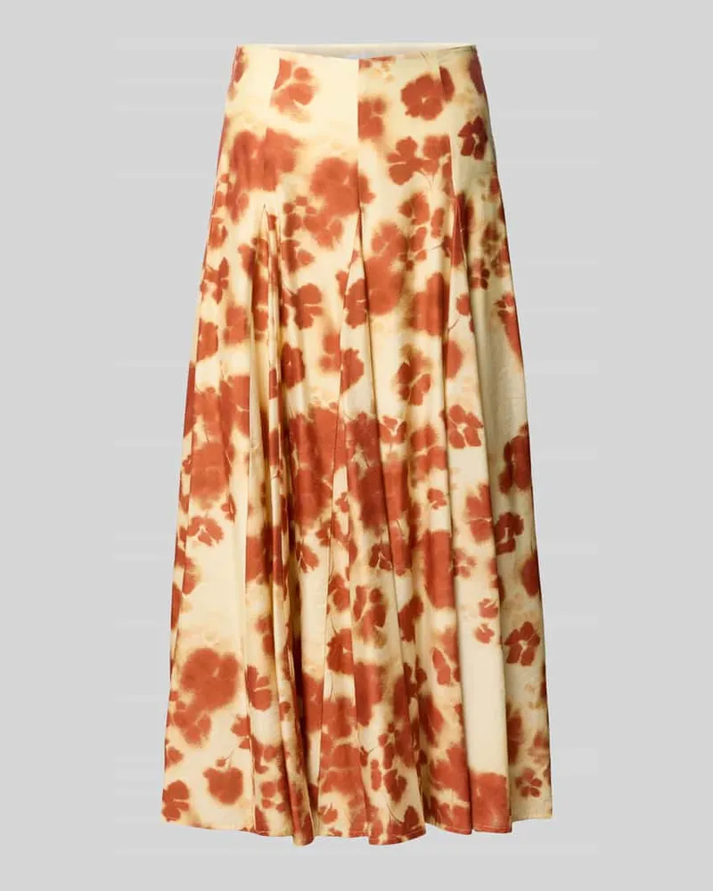 JAKE*S Maxirock aus Viskose-Mix mit floralem Allover-Print Orange