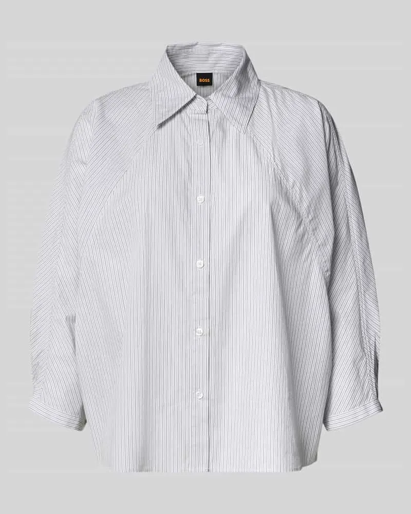 HUGO BOSS Relaxed Fit Kurzarmbluse aus reiner Baumwolle Modell 'C_BELENTA Offwhite