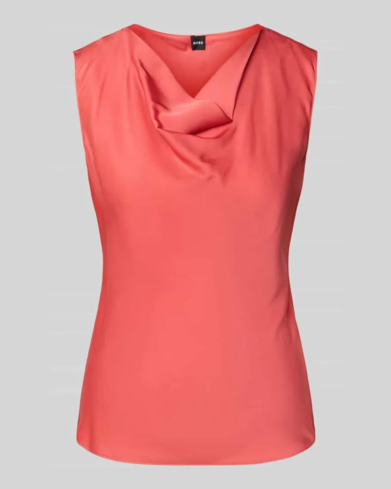 HUGO BOSS Regular Fit Seidenblusentop mit Wasserfall-Ausschnitt Pink
