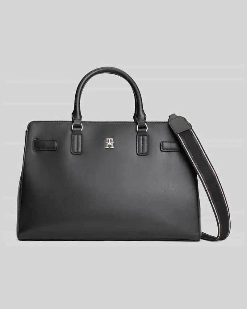 Tommy Hilfiger Henkeltasche mit abnehmbaren Schulterriemen Black