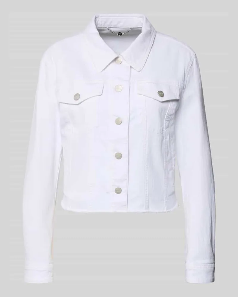 Marc Cain Jeansjacke mit Brusttasche und Fransen Weiss