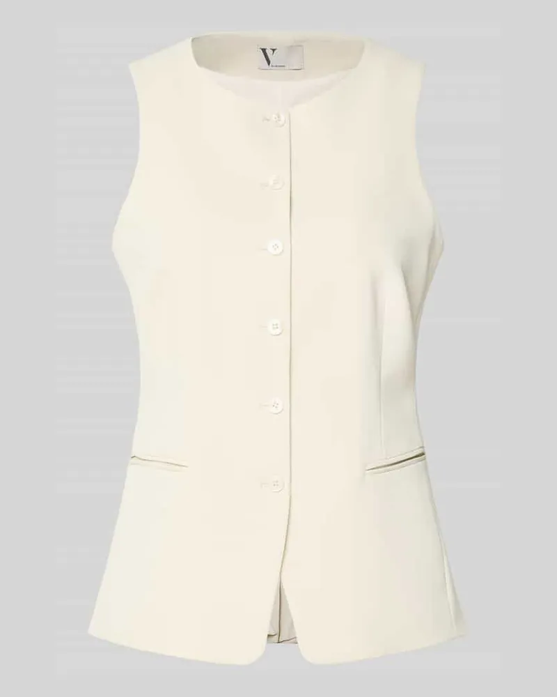 Vera Mont Weste mit Rundhalsausschnitt und Paspeltaschen Hellgelb