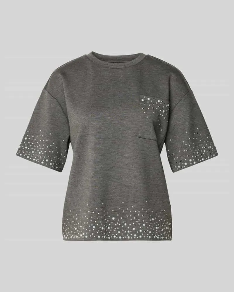Rich&Royal Sweatshirt mit 1/2-Arm und Perlen Dunkelgrau