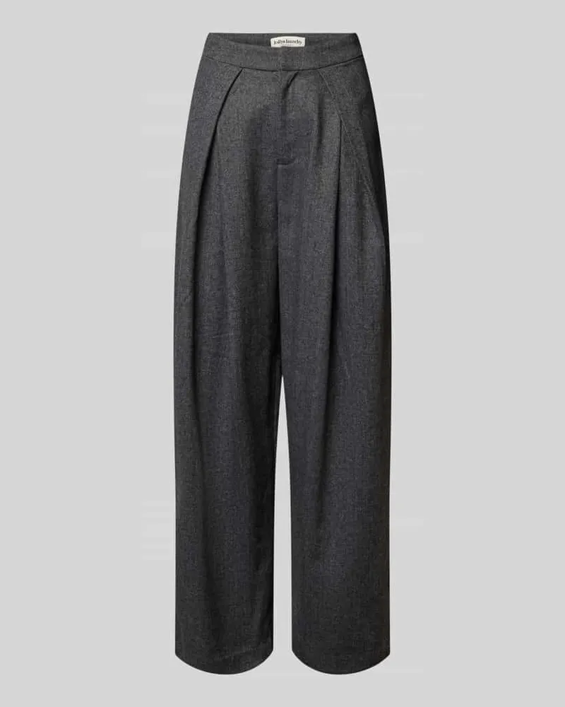 Lollys Laundry Relaxed Fit Stoffhose mit Woll-Anteil Dunkelgrau