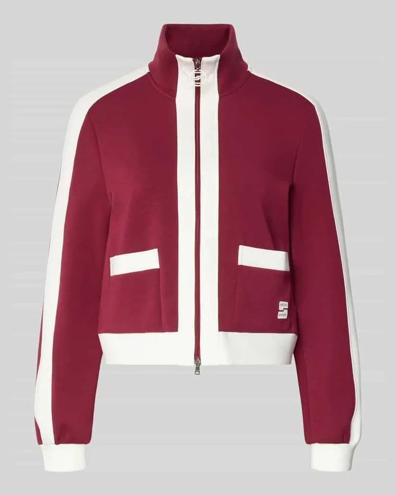 Marc Cain Regular Fit Sweatjacke mit Stehkragen Kirsche