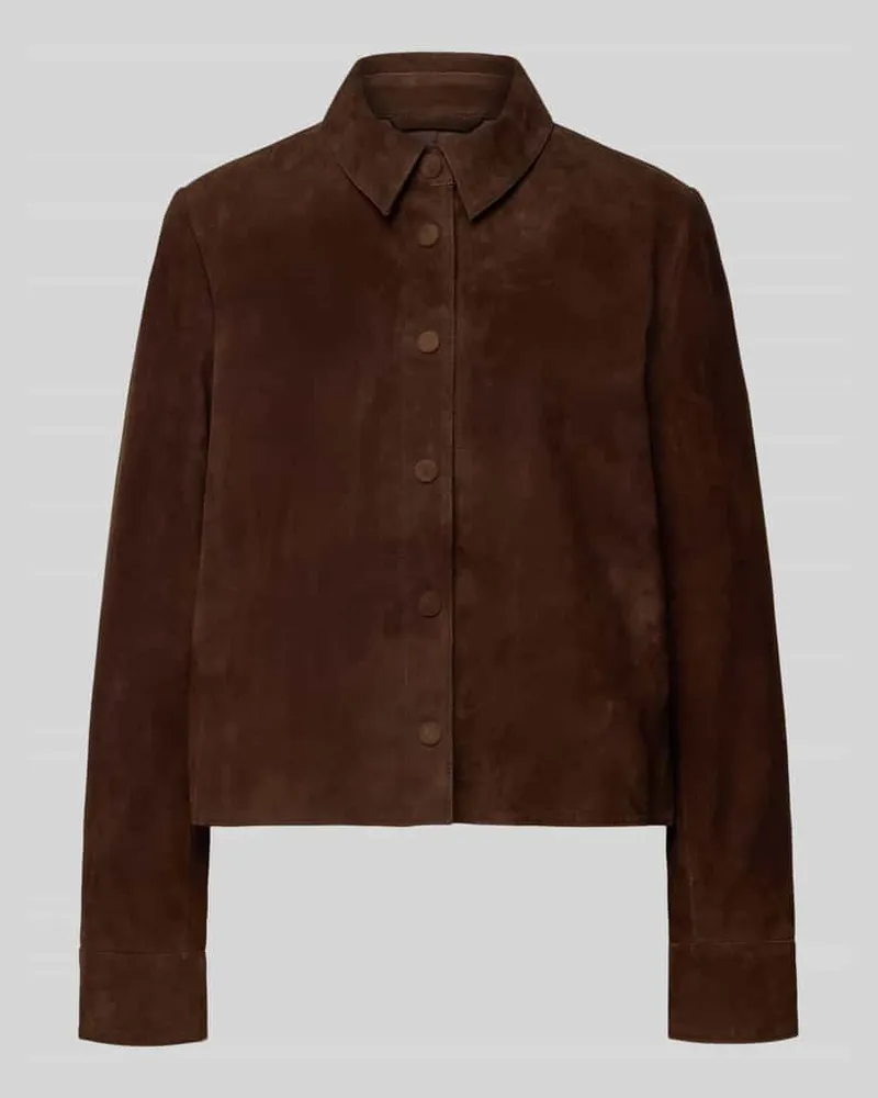 JAKE*S Lederjacke mit Knopfleiste Dunkelbraun