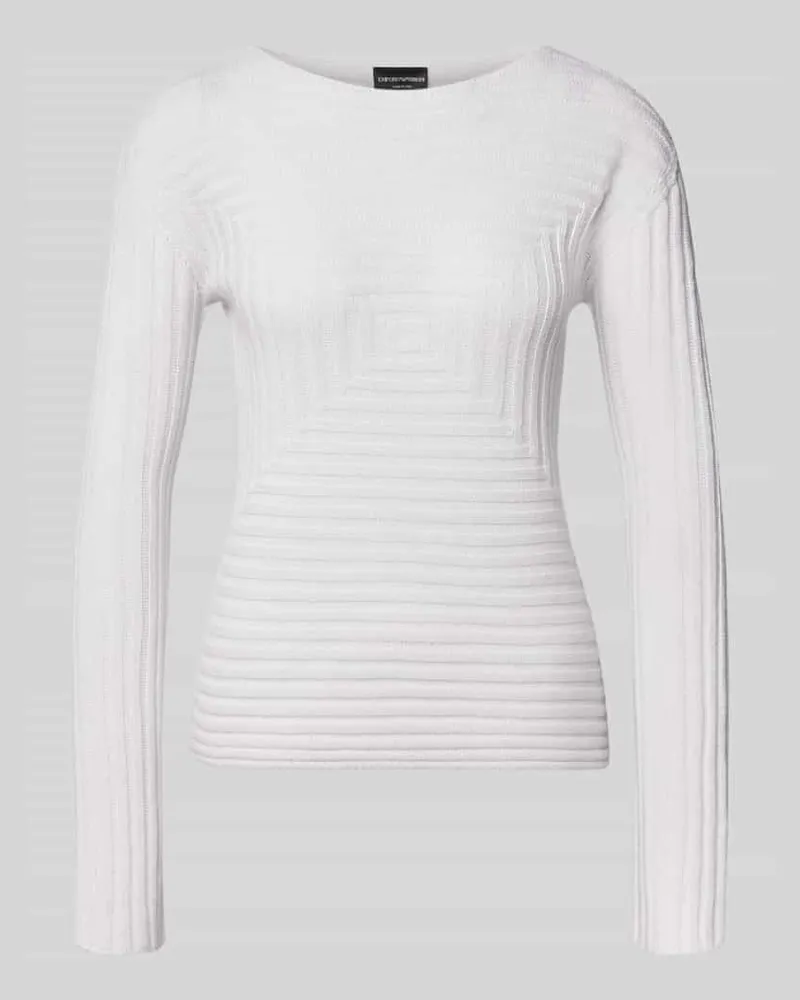 Emporio Armani Strickpullover mit Strukturmuster Weiss
