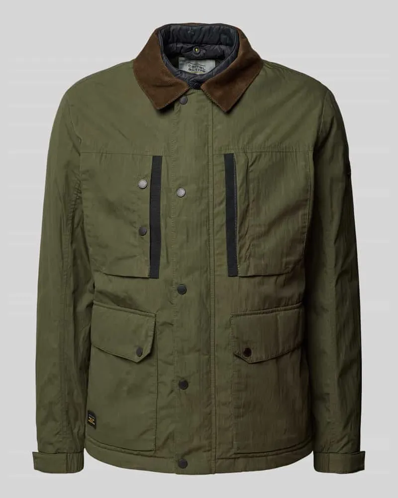 Camel Active Fieldjacket mit Umlegekragen aus Cord Oliv