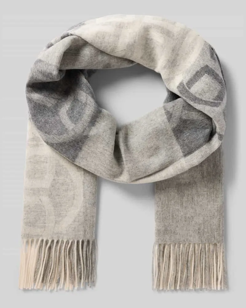 Gant Schal aus Wolle mit Fransen Modell 'MONOGRAM WOOL SCARF Mittelgrau