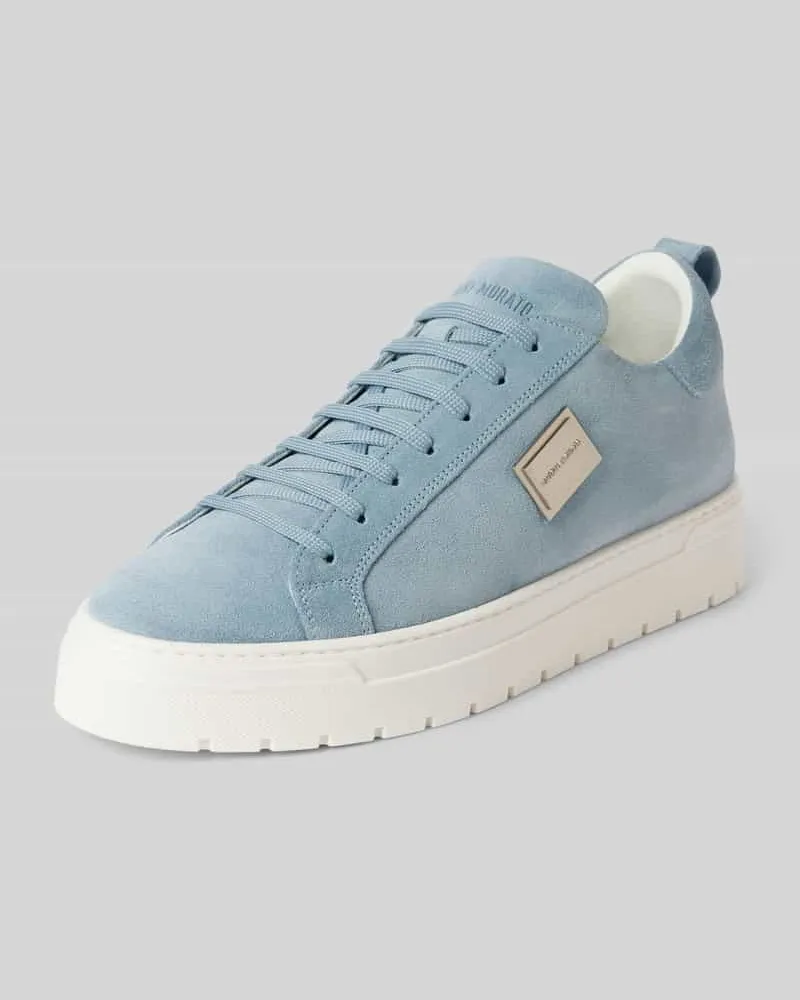 Antony Morato Low Top Sneaker aus Leder mit Label-Detail Hellblau