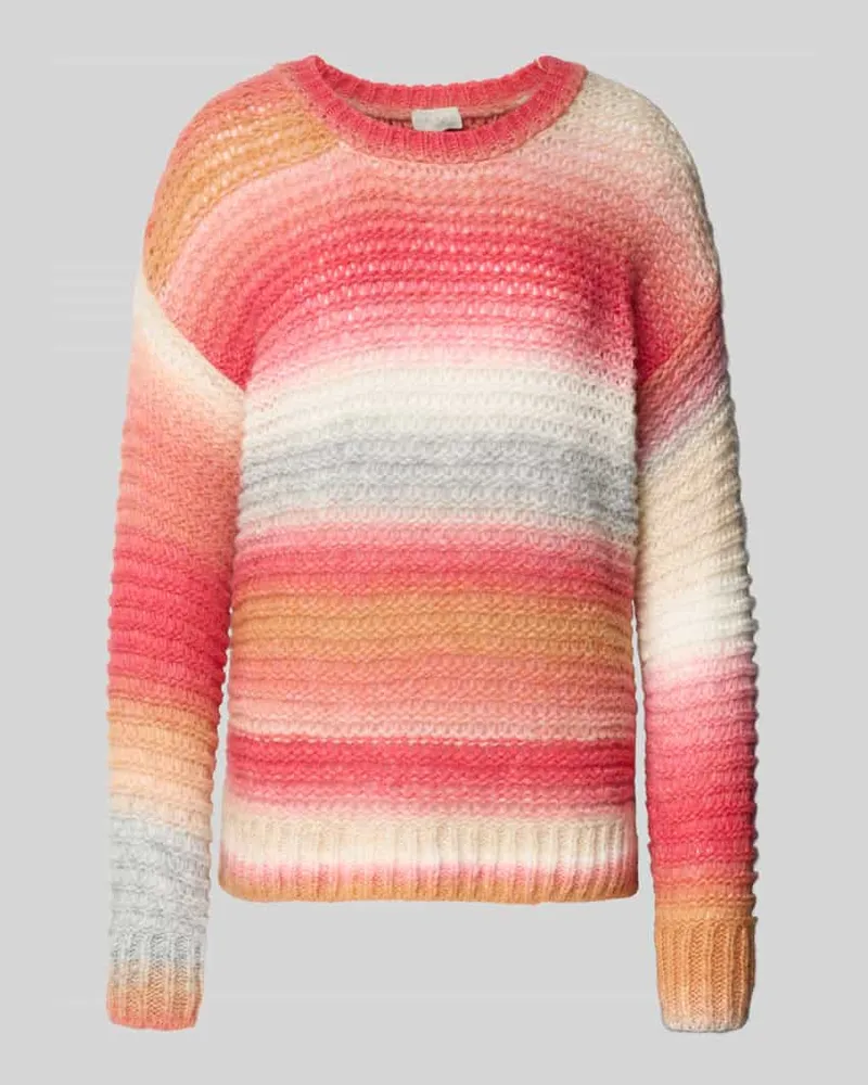 Milano Italy Strickpullover aus Woll-Mix mit Rundhalsausschnitt Pink