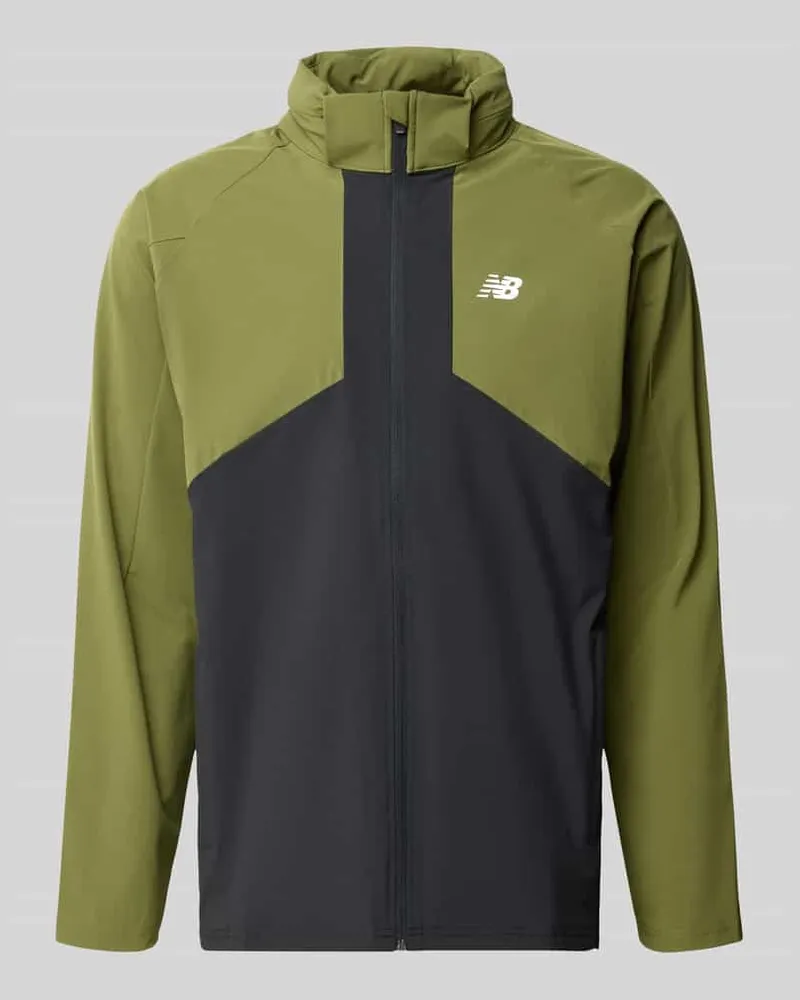New Balance Trainingsjacke mit Stehkragen und Reißverschluss Gruen