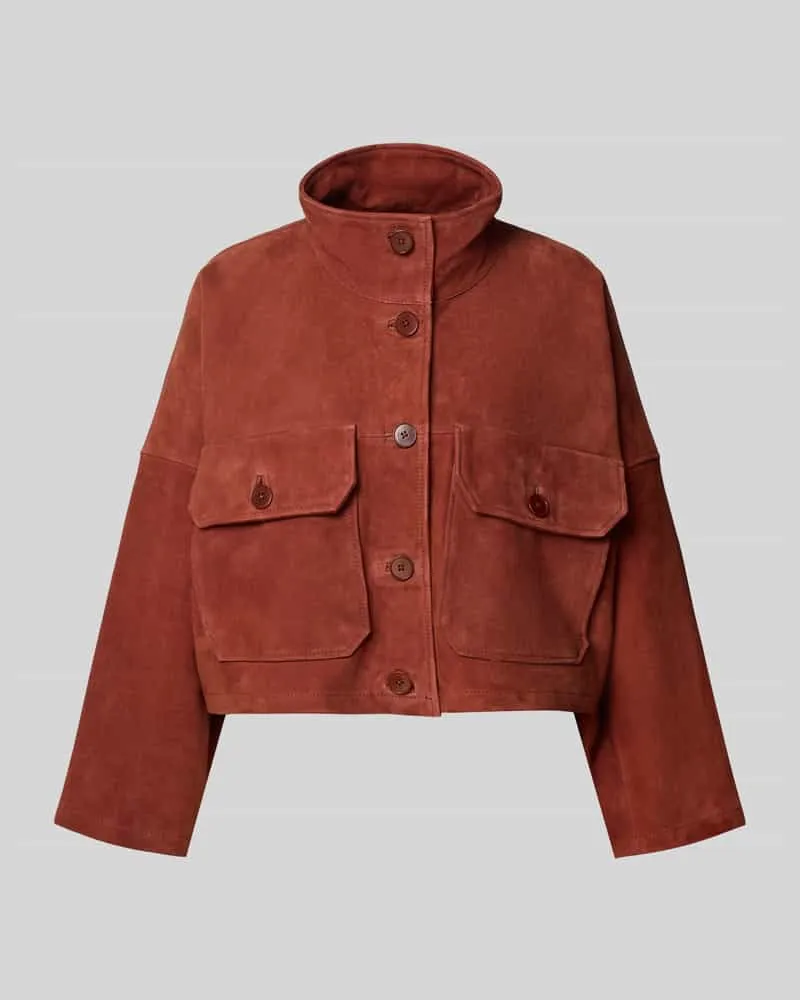 Drykorn Jacke in Leder-Optik mit Pattentaschen Modell 'ARKLOW Rostrot