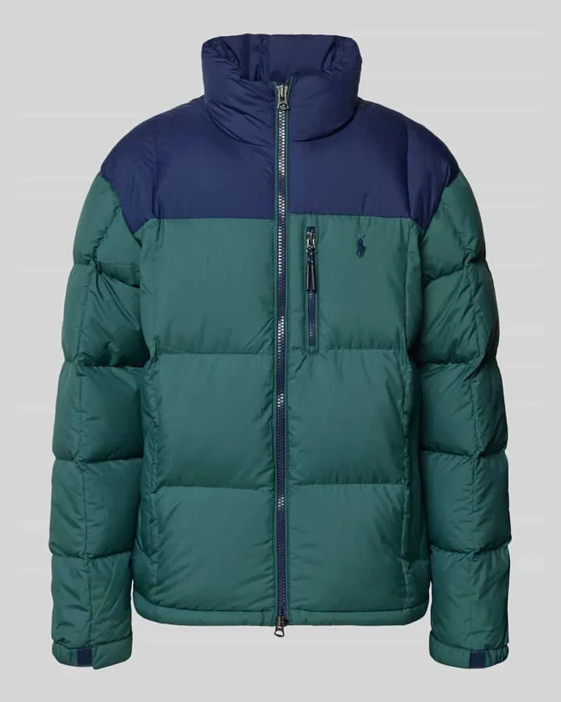 Ralph Lauren Daunenjacke mit Zweiwege-Reißverschluss und Stehkragen Petrol