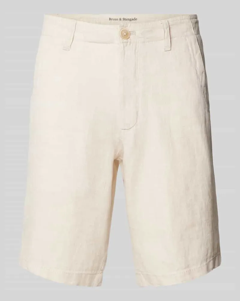 Bruun & Stengade Regular Fit Leinenshorts mit Gesäßtaschen Modell 'ABEL Beige