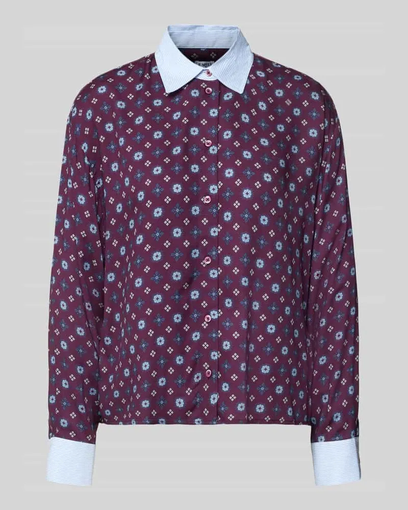 Emily van den Bergh Relaxed Fit Bluse aus reiner Viskose mit Allover-Muster Bordeaux