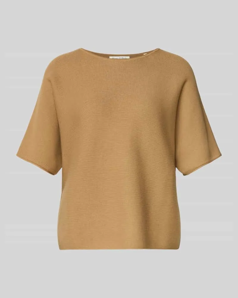 Marc O'Polo Boxy Fit Strickshirt aus reiner Baumwolle Camel