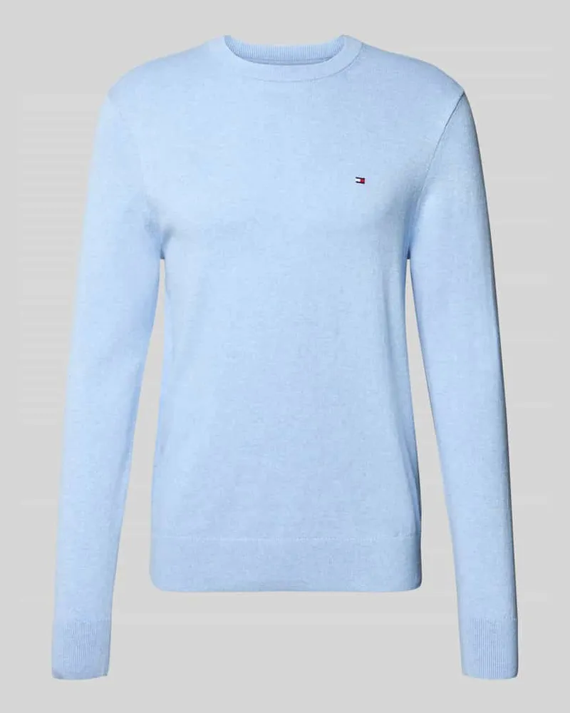 Tommy Hilfiger Regular Fit Strickpullover aus Baumwoll-Kaschmir-Mix Hellblau
