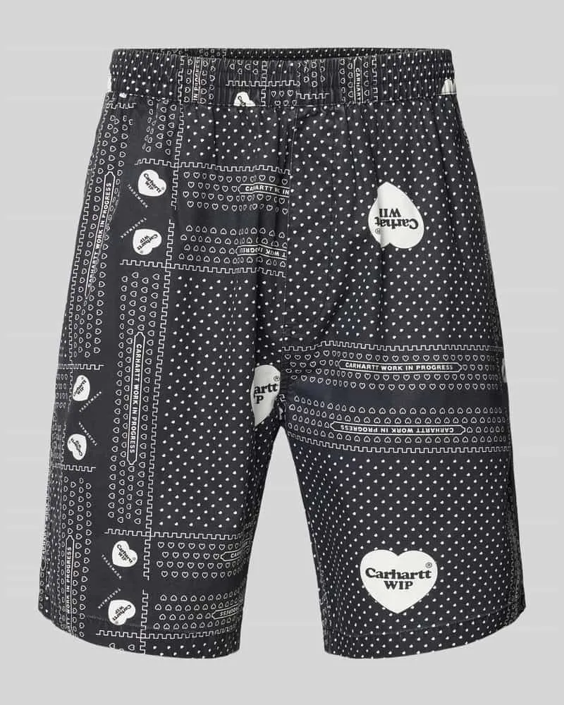 Carhartt WIP Regular Fit Shorts mit elastischem Bund Modell 'HEART BANDANA Black