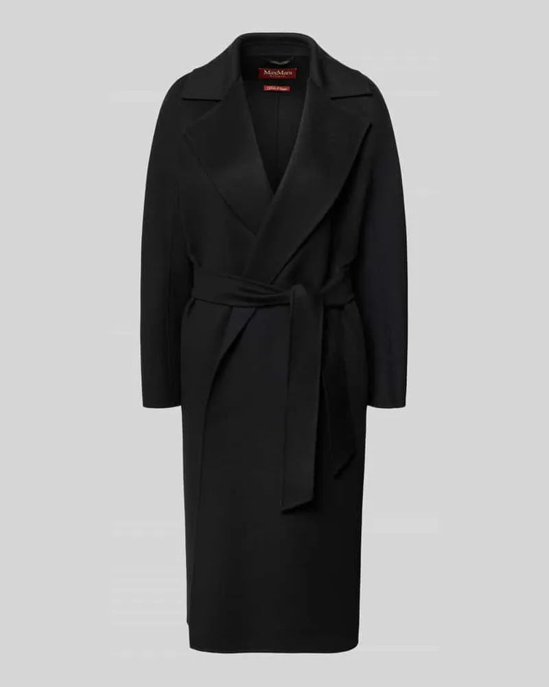 Max Mara Relaxed Fit Wollmantel mit Seiden-und Kaschmir-Anteil Modell 'MSTCLES Black